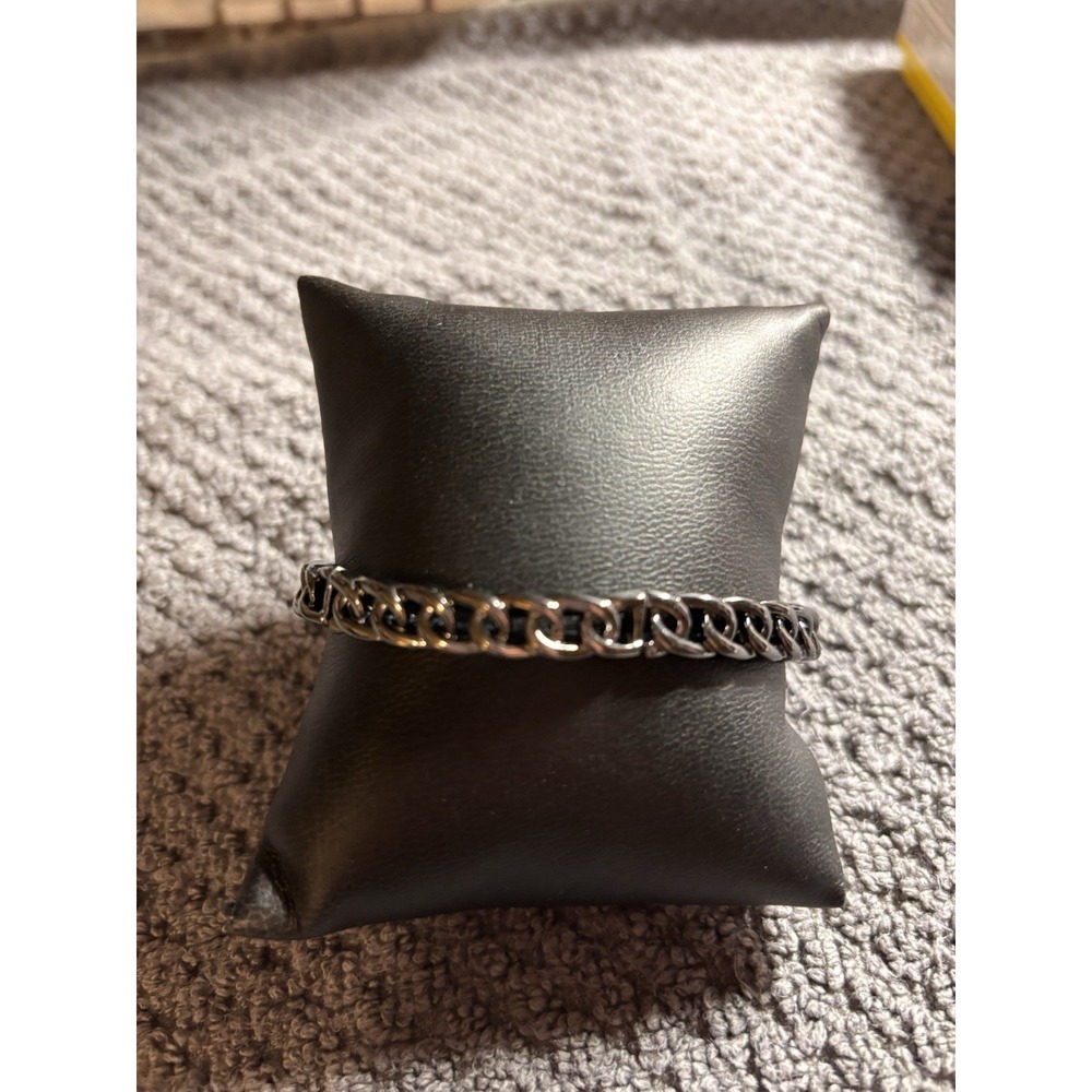 Lia Sophia Stretchy Gunmetal Bracelet Silver Tone Chain